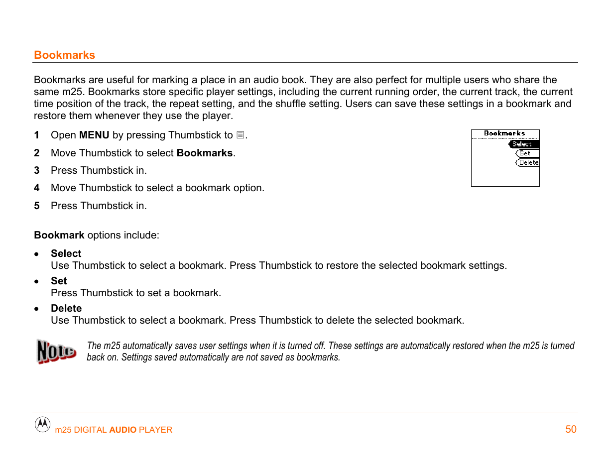 Bookmarks, You can use | Motorola m25 User Manual | Page 50 / 70