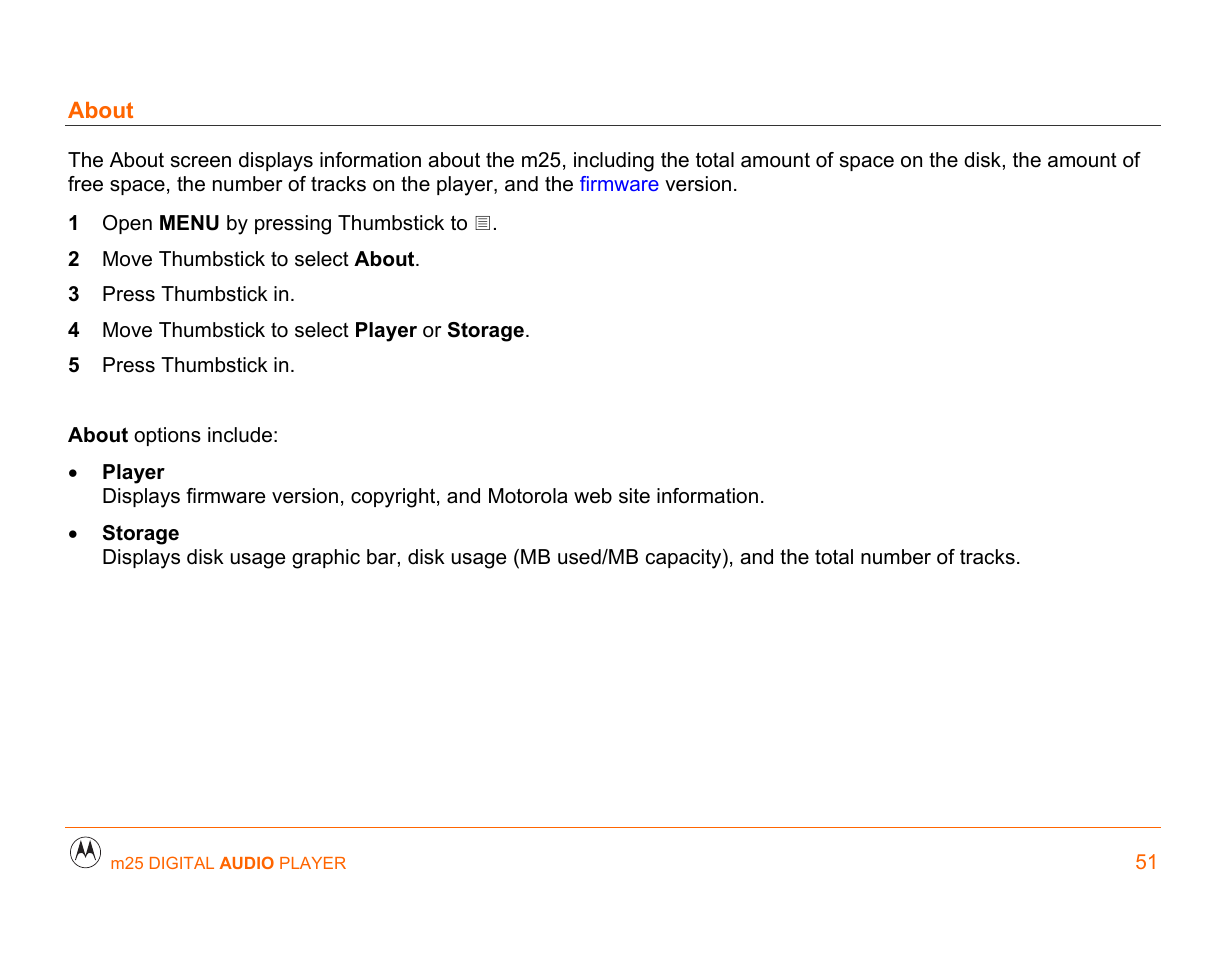 About | Motorola m25 User Manual | Page 51 / 70