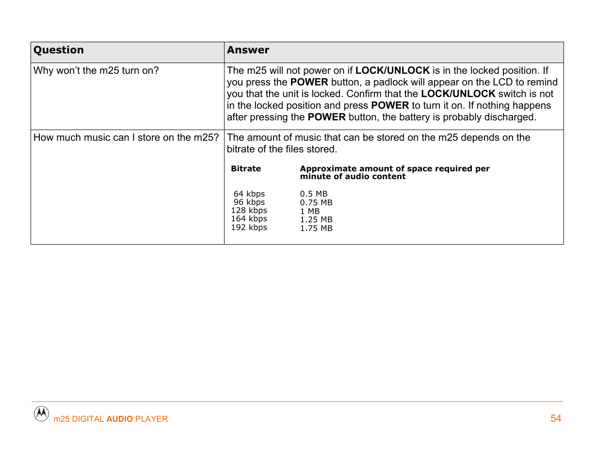 Motorola m25 User Manual | Page 54 / 70