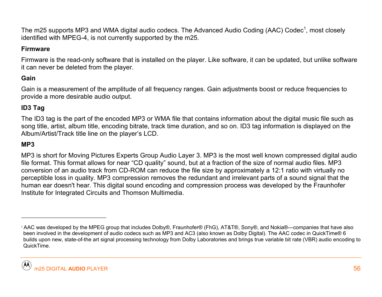 Hours of, With, Id3 tags | Via a, Id3 tag | Motorola m25 User Manual | Page 56 / 70