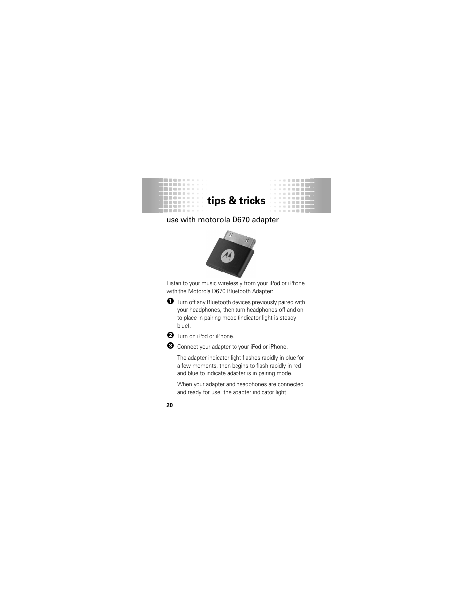 Motorola D670 User Manual | 2 pages