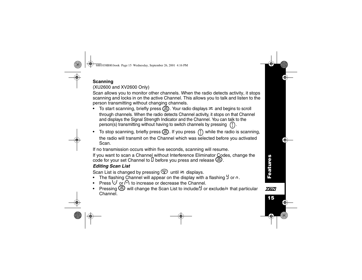 Scanning | Motorola XU1100 User Manual | Page 27 / 60
