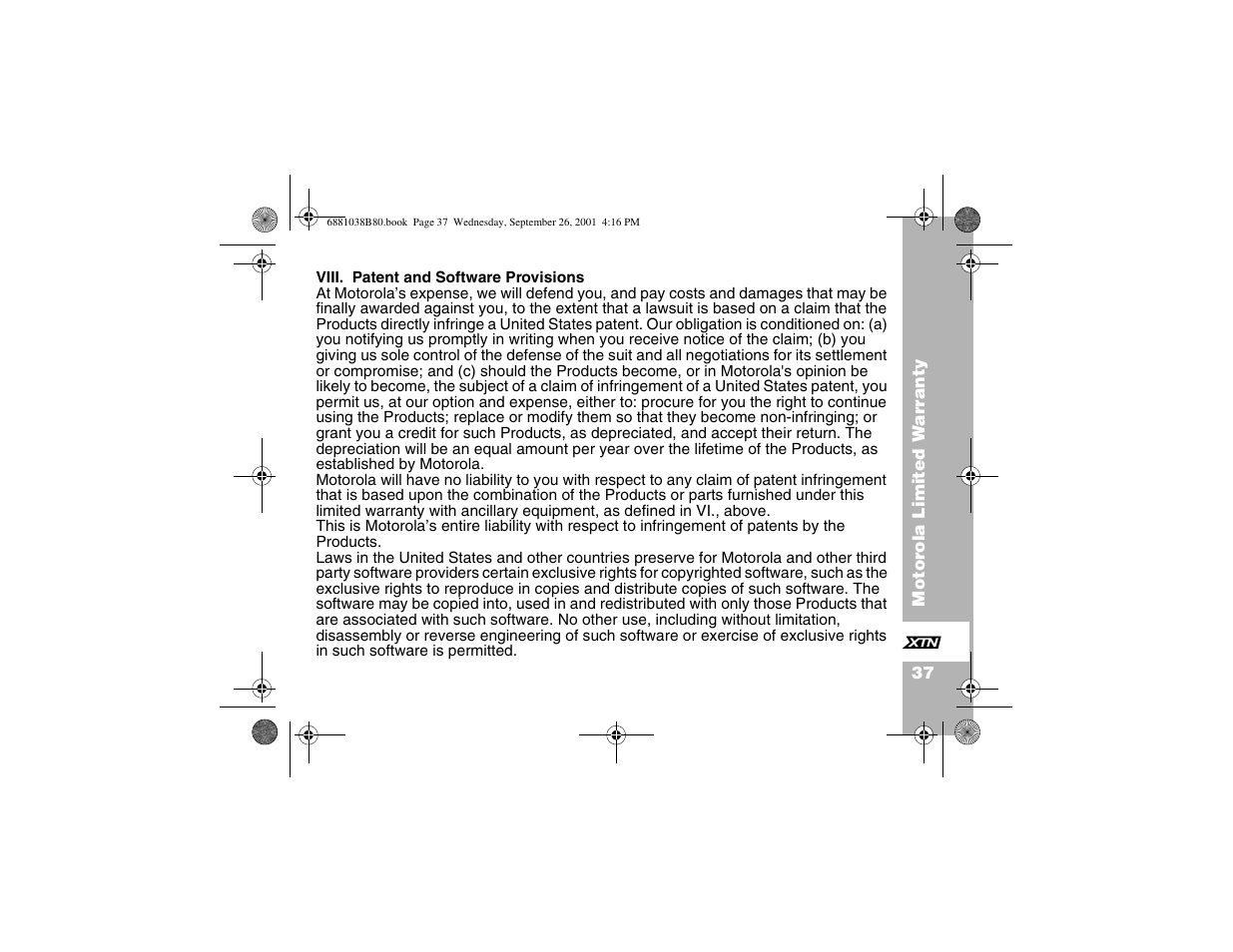 Motorola XU1100 User Manual | Page 49 / 60