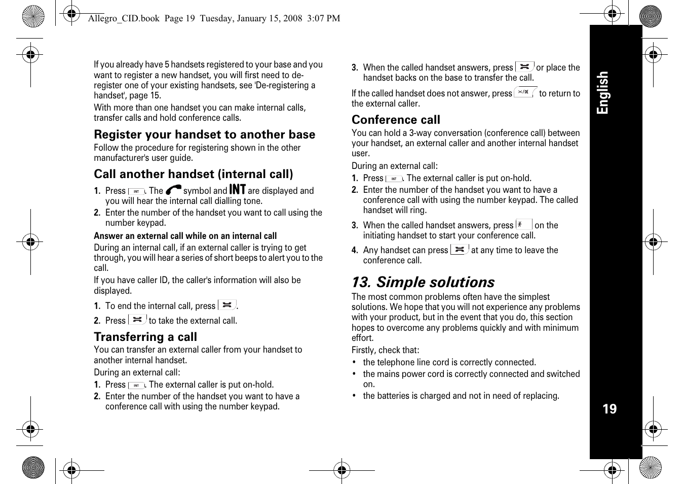 English, Simple solutions | Motorola D200 User Manual | Page 21 / 28