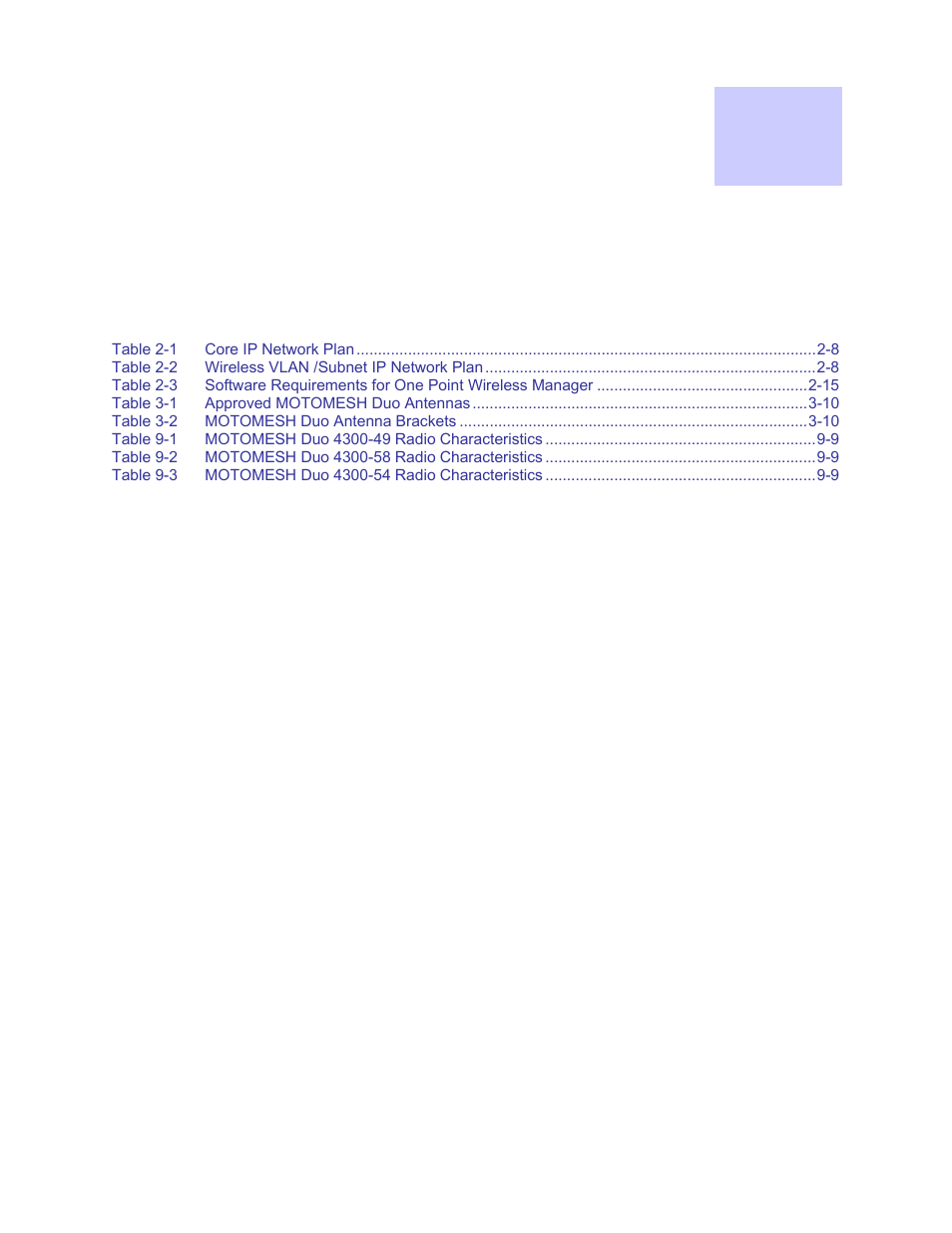 List of tables | Motorola 2.1 User Manual | Page 11 / 135