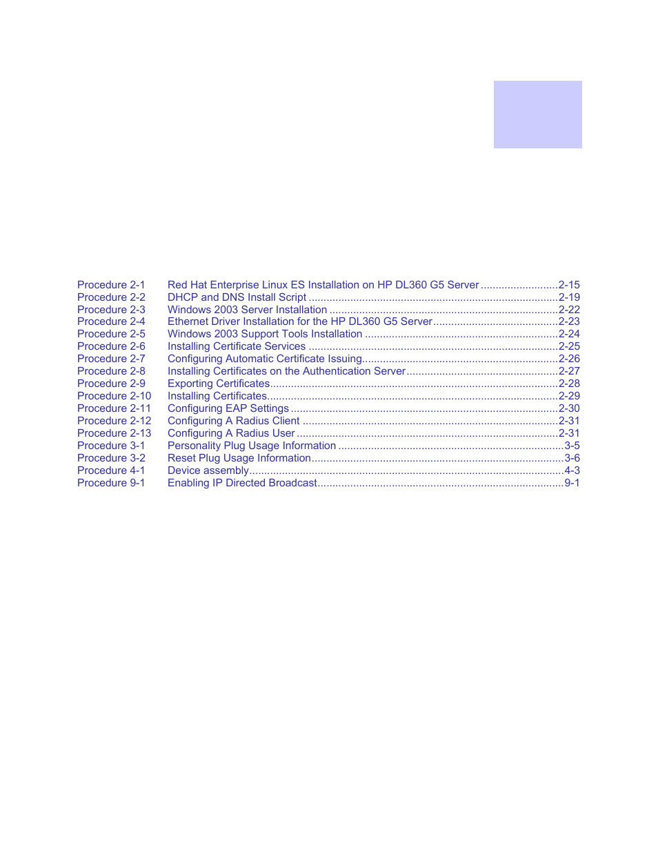 List of procedures | Motorola 2.1 User Manual | Page 13 / 135
