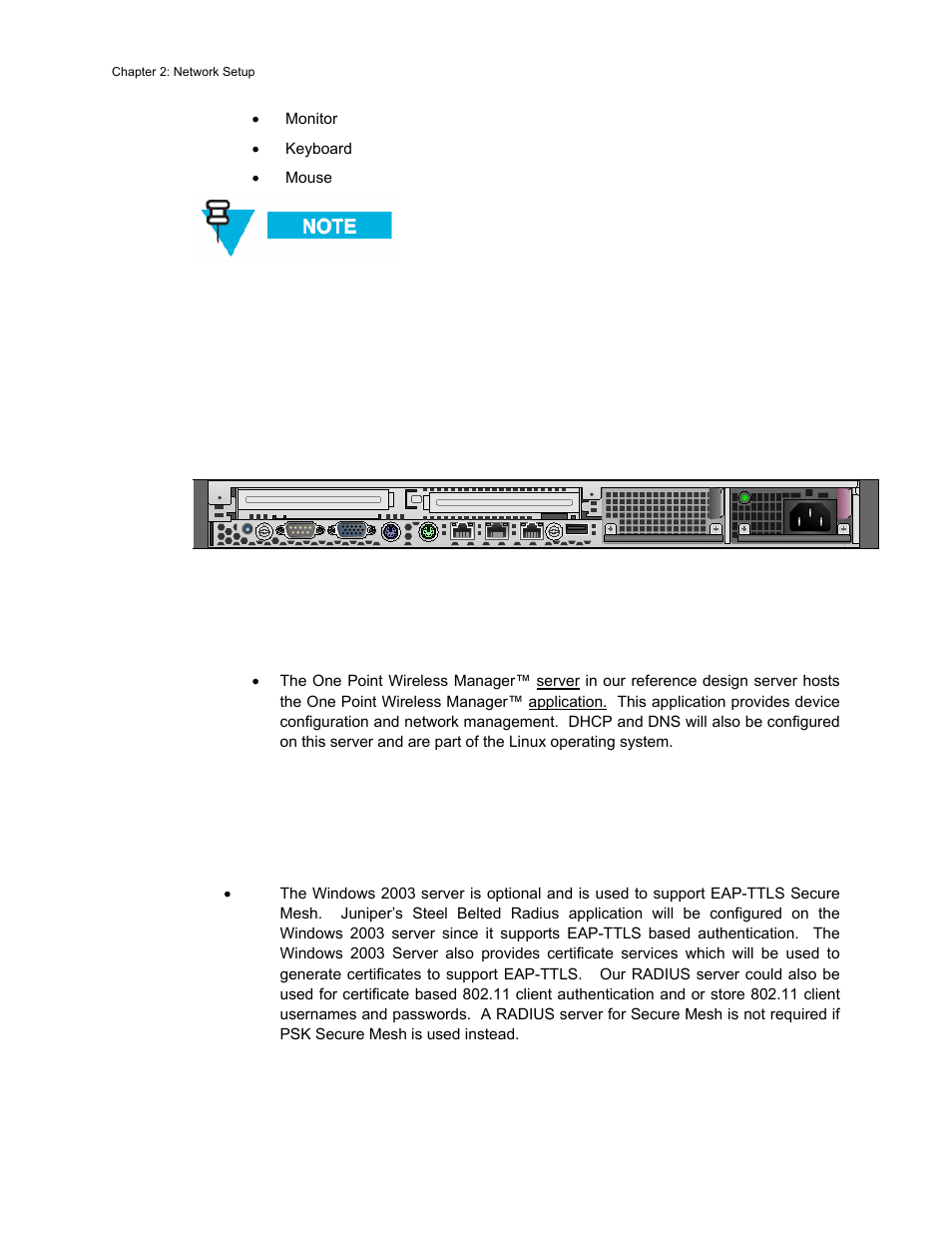 One point wireless manager server, Radius - (optional), One point wireless manager server -6 | Radius - (optional) -6, Figure 2-1, Hp dl360 g5 server -6 | Motorola 2.1 User Manual | Page 20 / 135