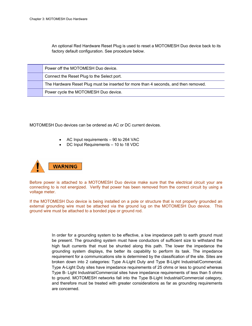 Reset plug usage information, Connecting power, Grounding considerations | Reset plug usage information -6, Connecting power -6, Procedure 3-2 | Motorola 2.1 User Manual | Page 53 / 135