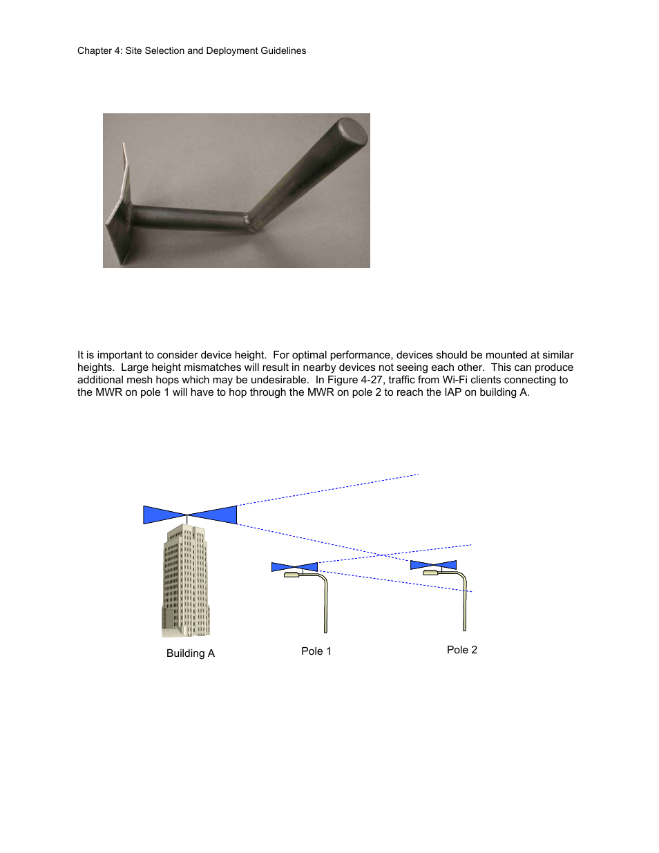 Antenna height, Antenna height -18, Figure 4-26 | Standoff bracket -18, Figure 4-27, Antenna heights -18 | Motorola 2.1 User Manual | Page 77 / 135