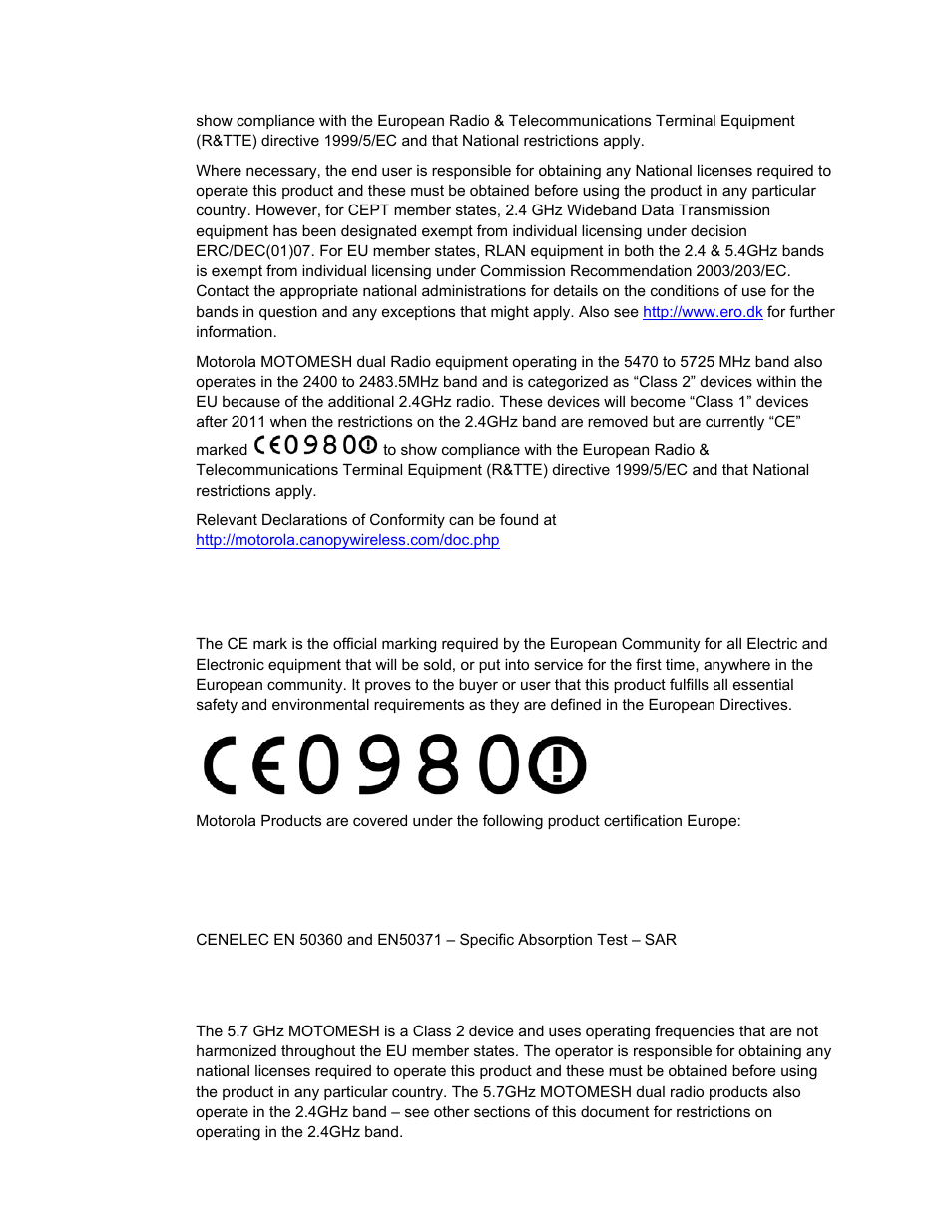 European union notification, European union notification 5.7ghz product, European union notification -4 | European union notification 5.7ghz product -4 | Motorola 2.1 User Manual | Page 90 / 135