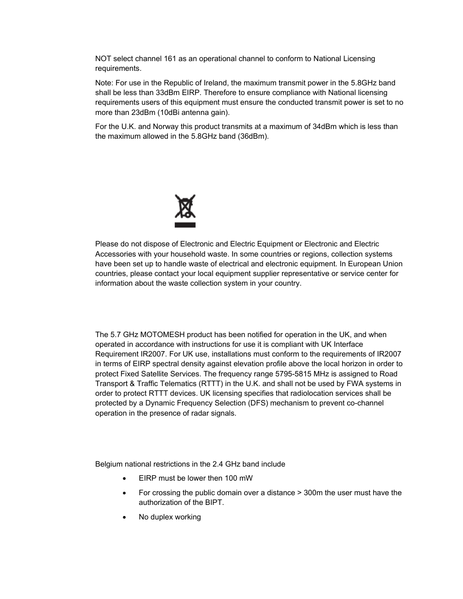 Equipment disposal, Uk notification, Belgium notification | Equipment disposal -6, Uk notification -6, Belgium notification -6, Luxembourg notification -6, Luxembourg notification | Motorola 2.1 User Manual | Page 92 / 135