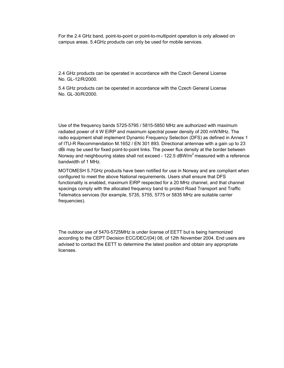 Luxembourg notification, Czech republic notification, Norway notification | Greece notification, Czech republic notification -7, Norway notification -7, Greece notification -7 | Motorola 2.1 User Manual | Page 93 / 135