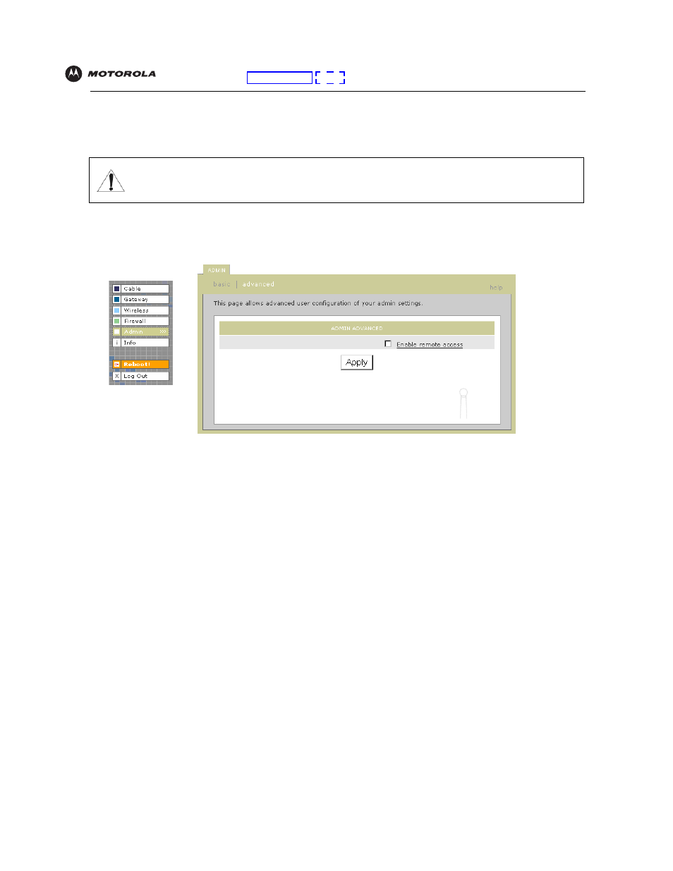 Changing the default password, Caution | Motorola SBG940 User Manual | Page 36 / 141