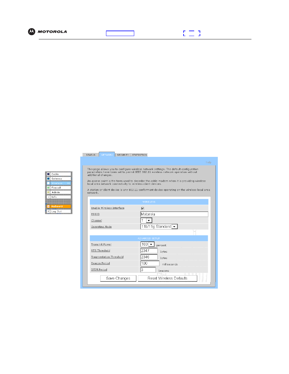 Configuring the wireless network name, On the sbg940, Configuring the wireless network name on the | Sbg940 | Motorola SBG940 User Manual | Page 82 / 141