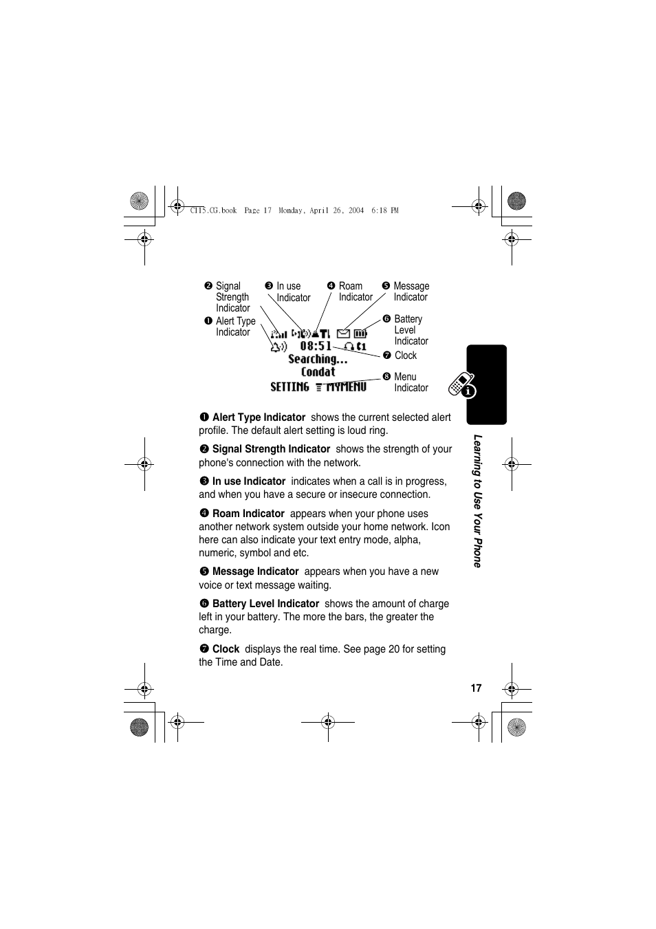 Symbols on the screen | Motorola C115 User Manual | Page 18 / 82