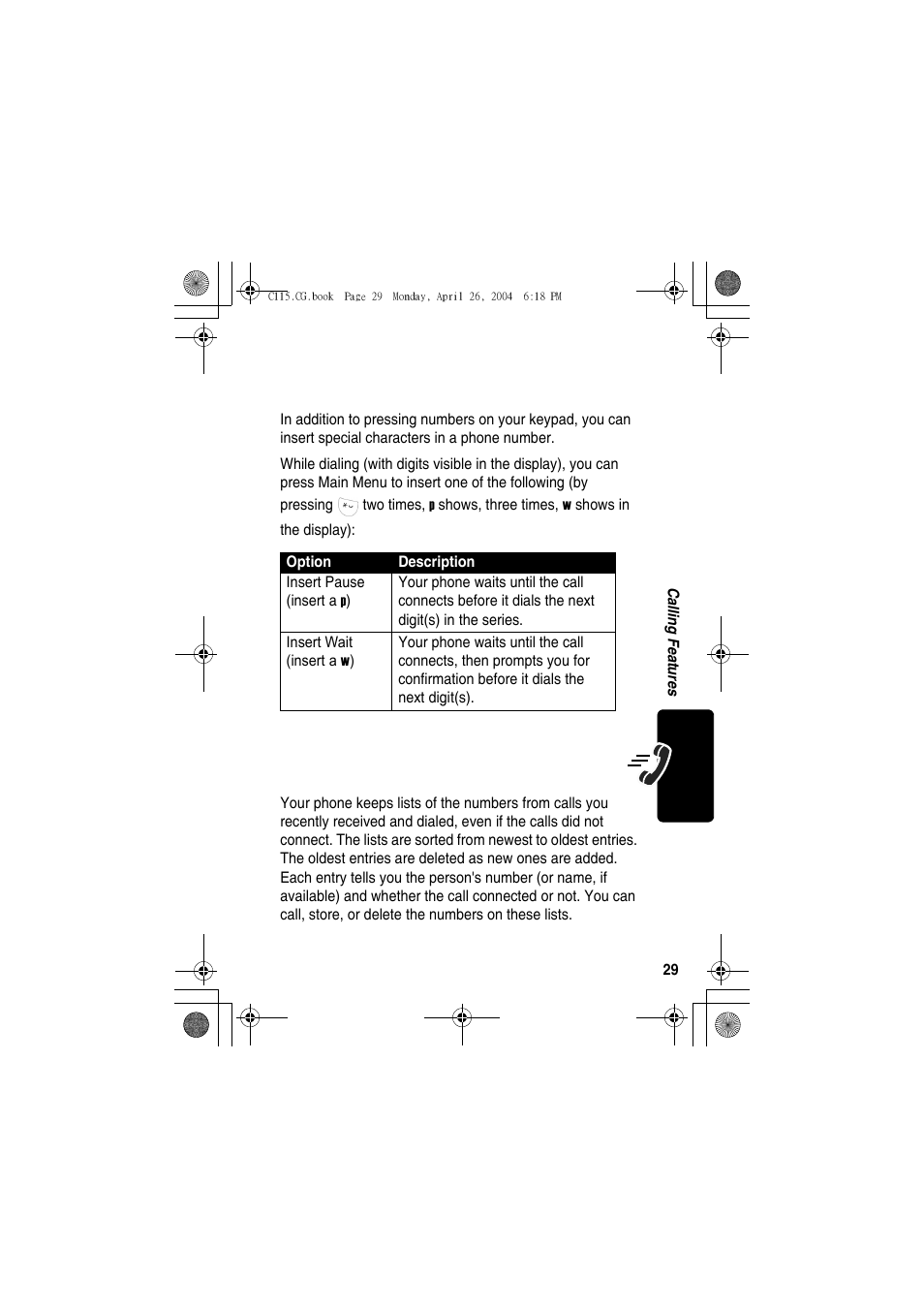 Viewing the received calls or dialed calls list | Motorola C115 User Manual | Page 30 / 82