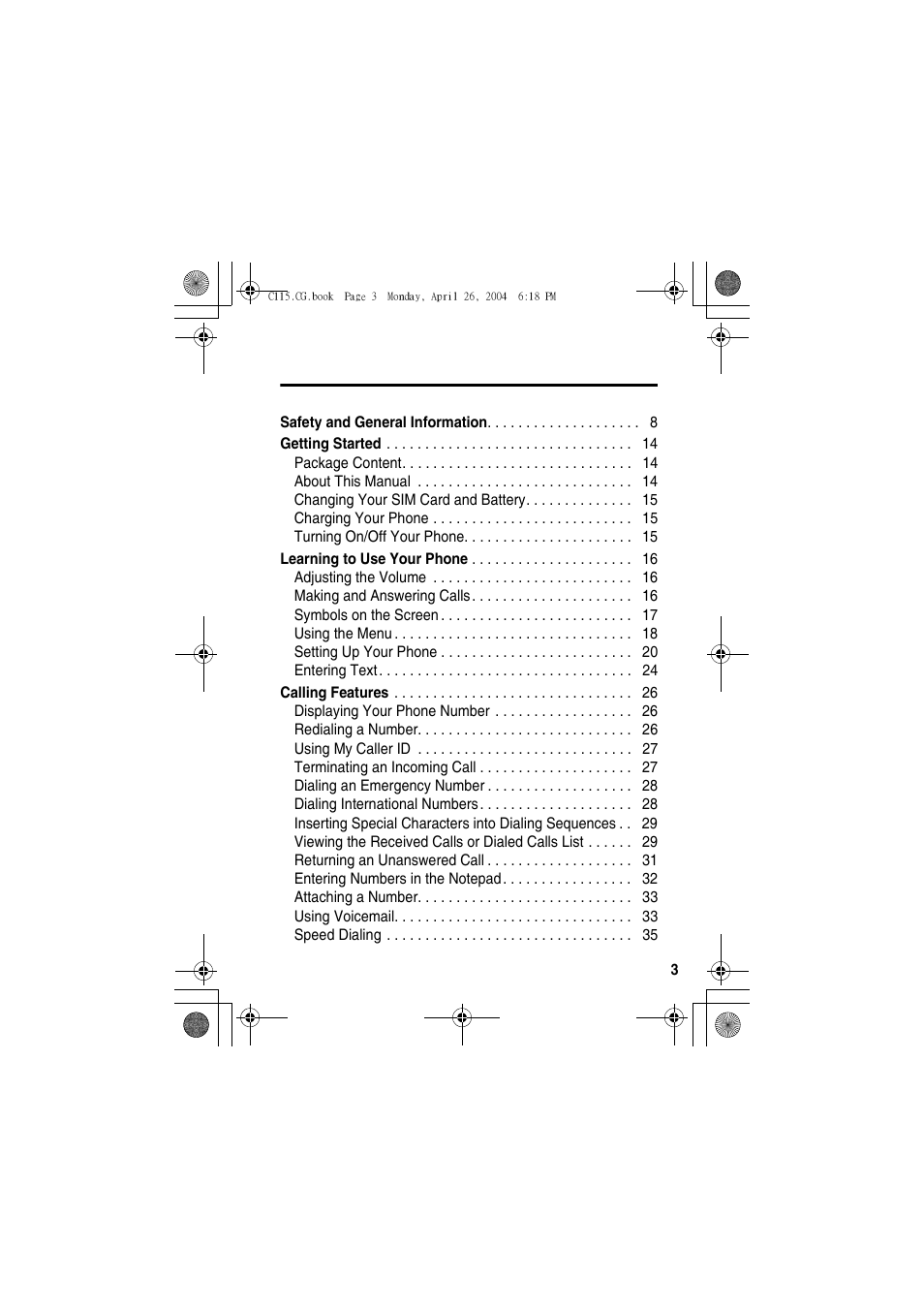 Motorola C115 User Manual | Page 4 / 82