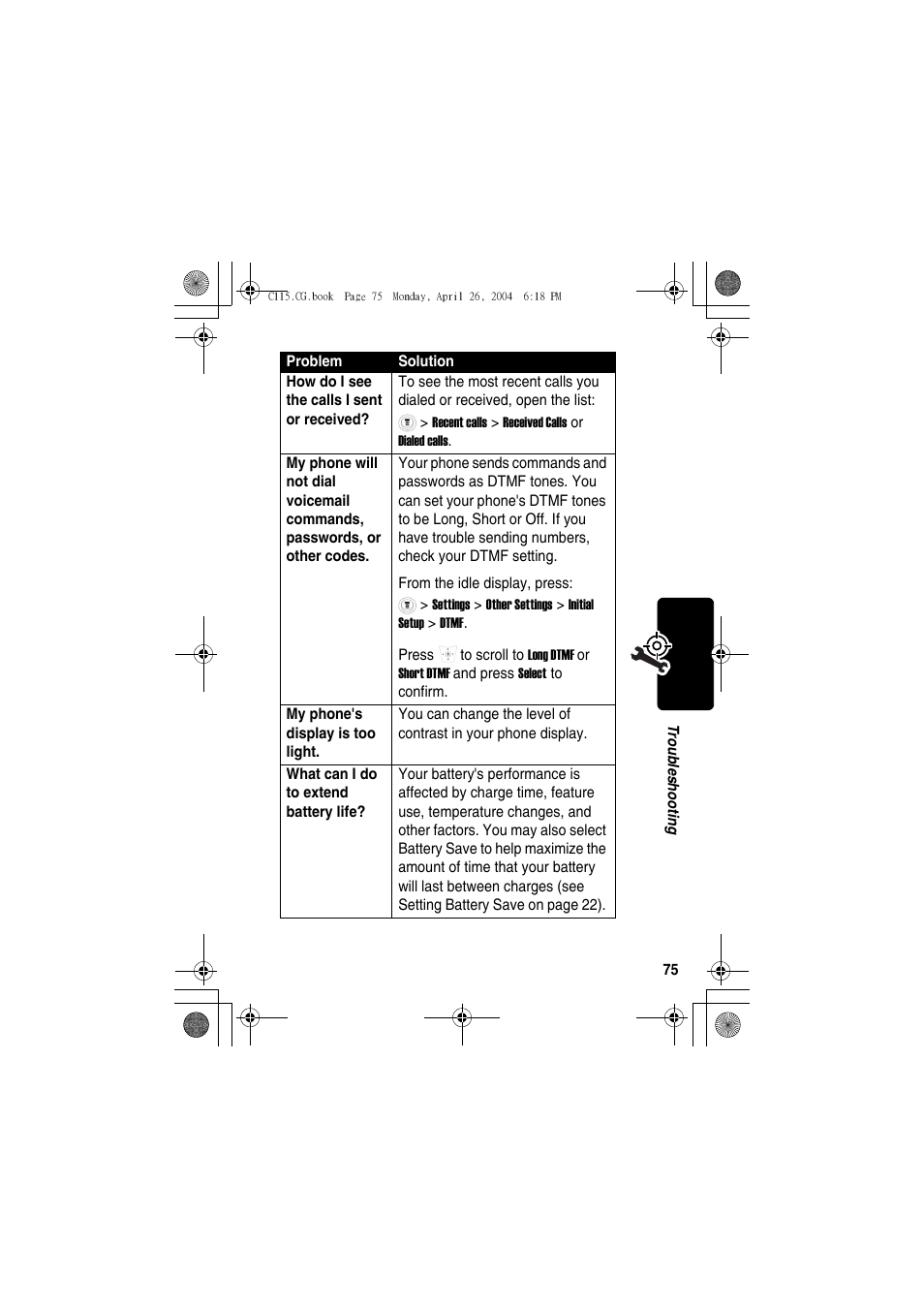 Motorola C115 User Manual | Page 76 / 82