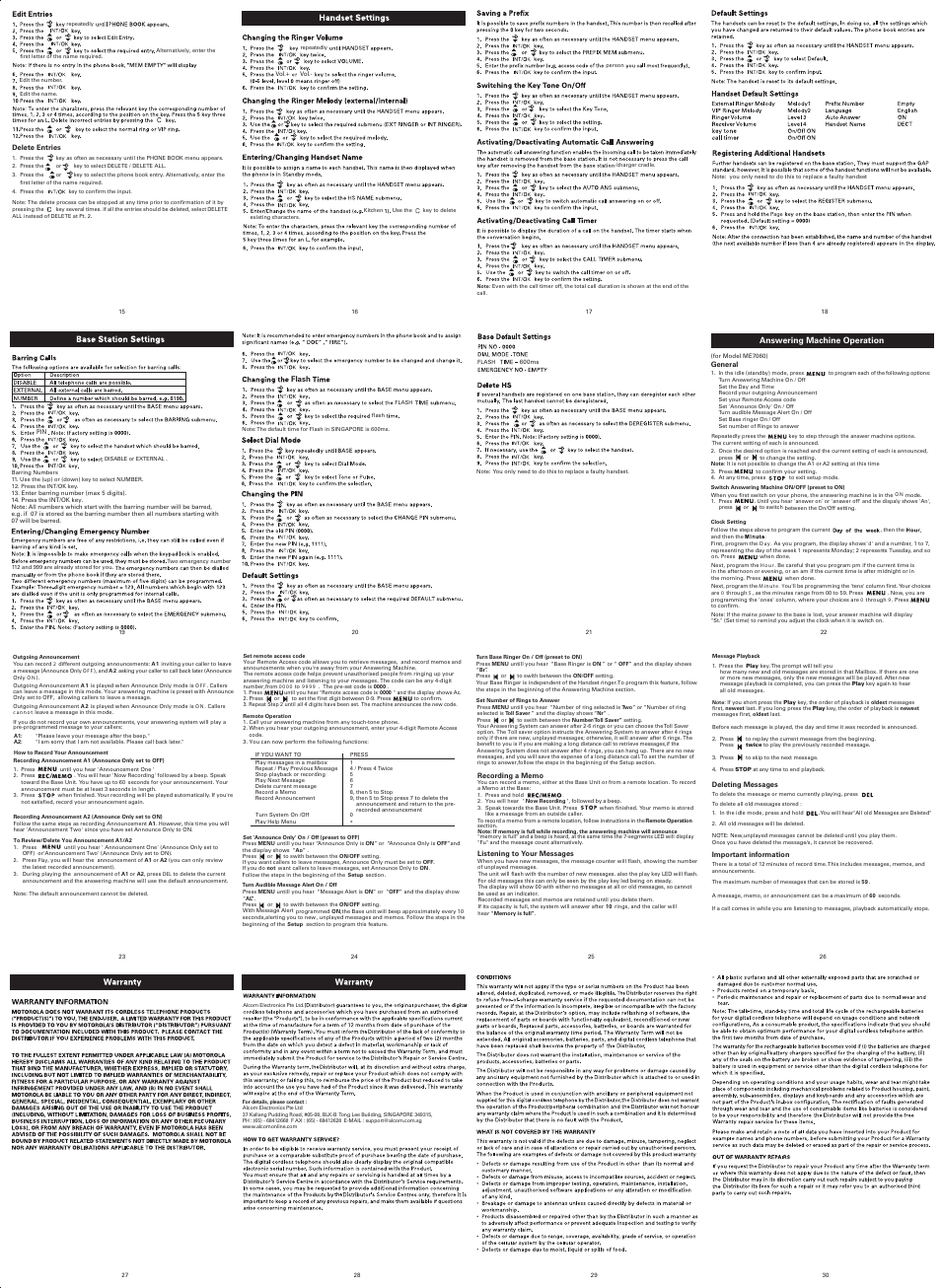 Motorola ME7052 User Manual | Page 2 / 2