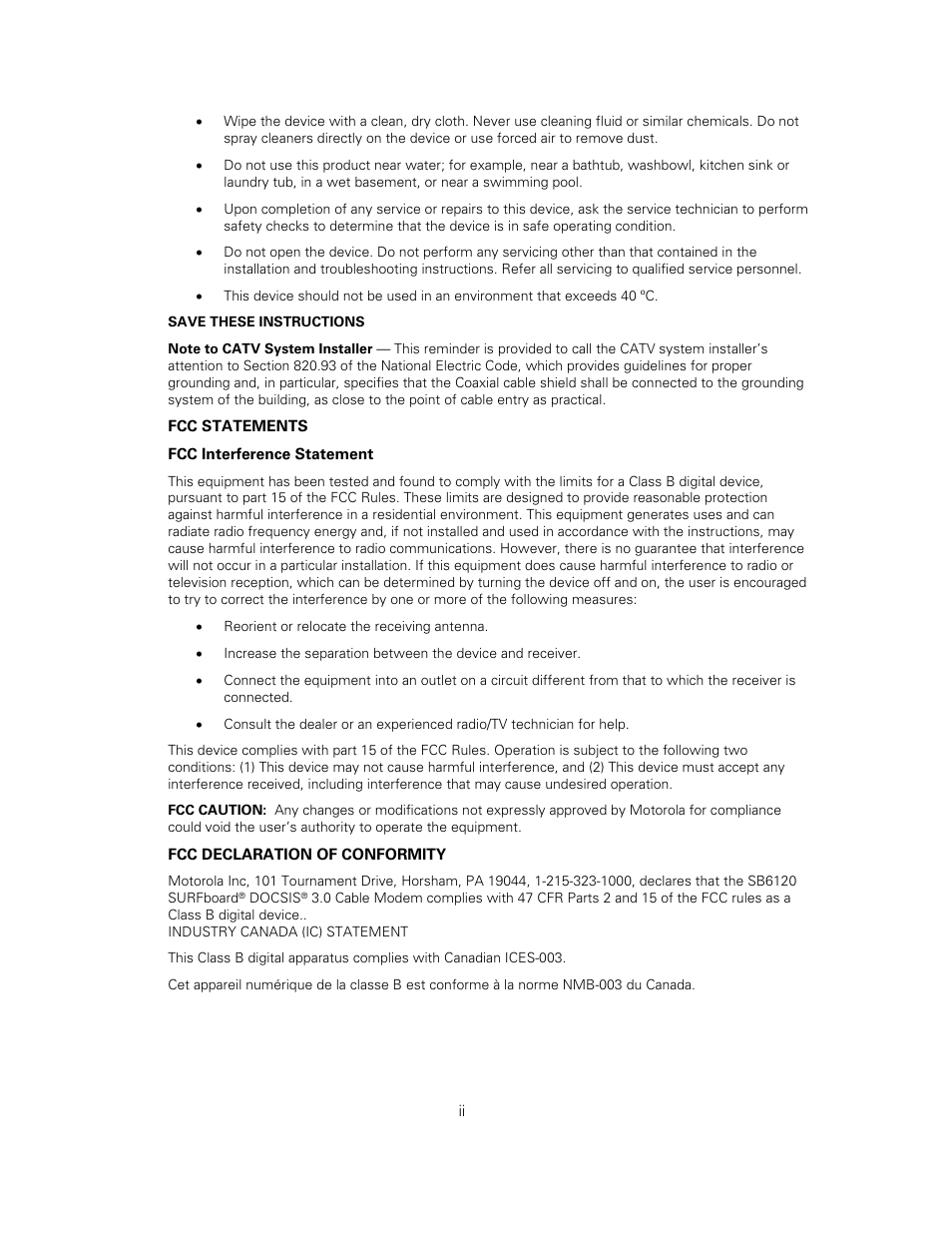 Motorola SURFboard SB6121 User Manual | Page 3 / 40