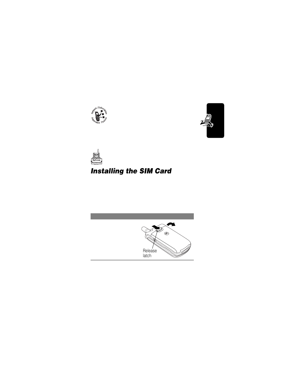 Installing the sim card | Motorola T720i User Manual | Page 15 / 112