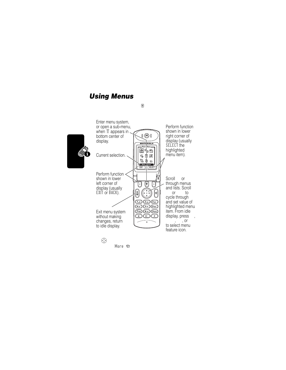 Using menus | Motorola T720i User Manual | Page 30 / 112