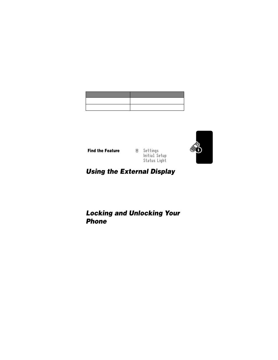 Using the external display, Locking and unlocking your phone | Motorola T720i User Manual | Page 43 / 112