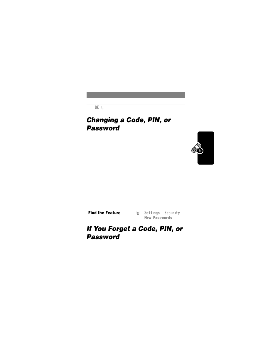 Changing a code, pin, or password, If you forget a code, pin, or password, Using call waiting | Motorola T720i User Manual | Page 45 / 112