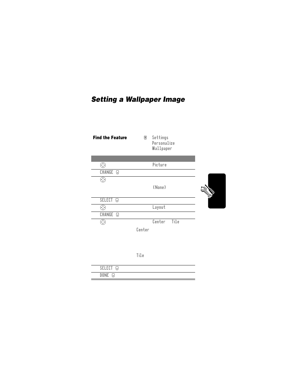 Setting a wallpaper image | Motorola T720i User Manual | Page 49 / 112