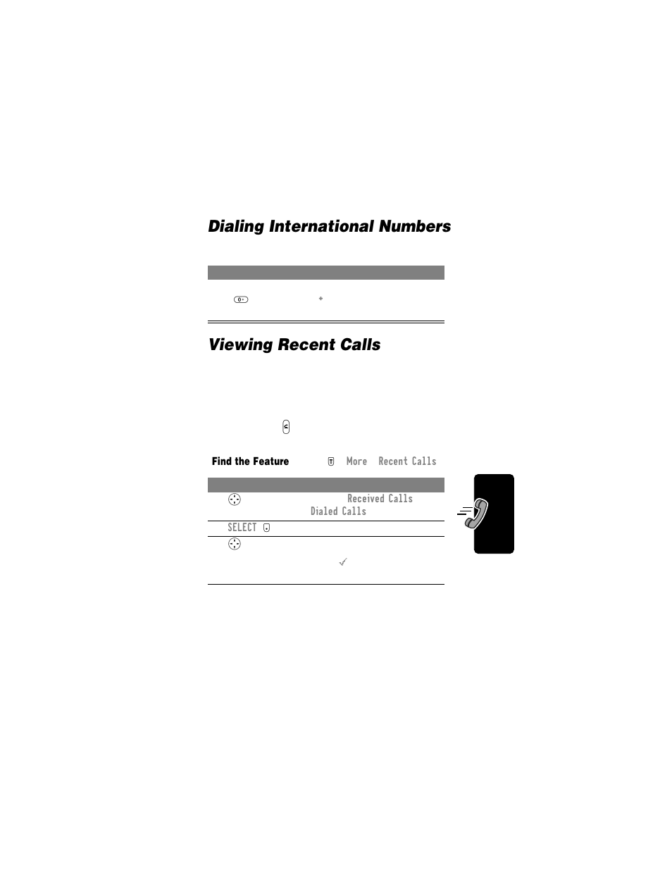 Dialing international numbers, Viewing recent calls, Dialing international numbers viewing recent calls | Motorola T720i User Manual | Page 57 / 112