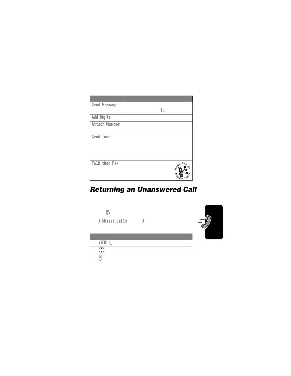Returning an unanswered call | Motorola T720i User Manual | Page 59 / 112