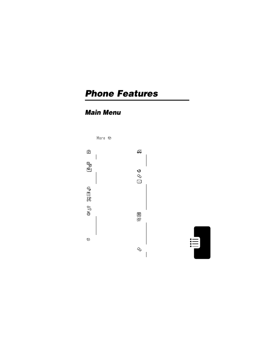 Phone features, Main menu | Motorola T720i User Manual | Page 69 / 112