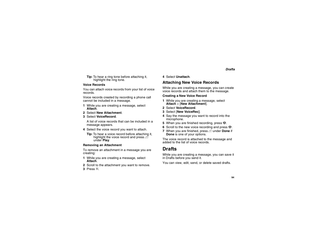 Drafts | Motorola i560 User Manual | Page 103 / 209