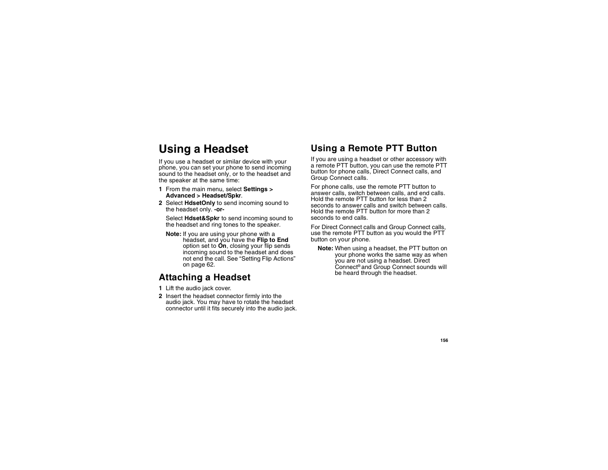 Using a headset, Attaching a headset, Using a remote ptt button | E “using a | Motorola i560 User Manual | Page 165 / 209