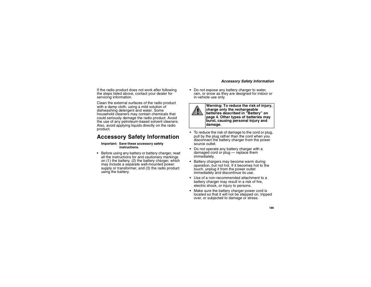 Accessory safety information | Motorola i560 User Manual | Page 195 / 209