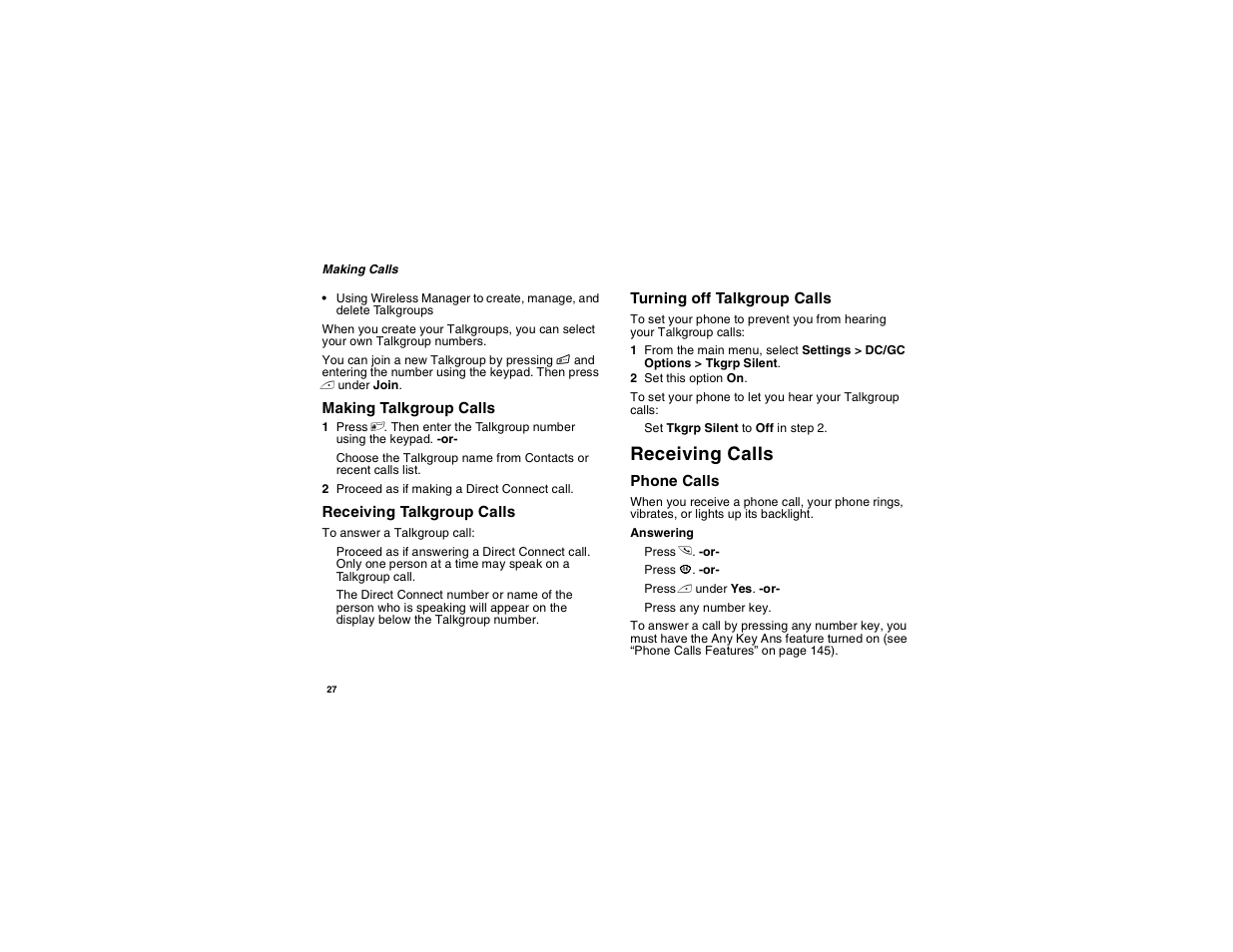 Receiving calls | Motorola i560 User Manual | Page 36 / 209