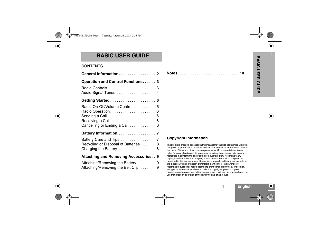 Basic user guide | Motorola GP640 User Manual | Page 3 / 14