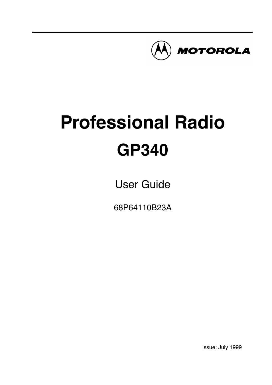 Motorola GP340 User Manual | 30 pages