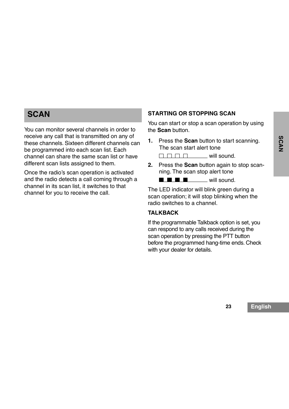 Scan | Motorola GP340 User Manual | Page 25 / 30