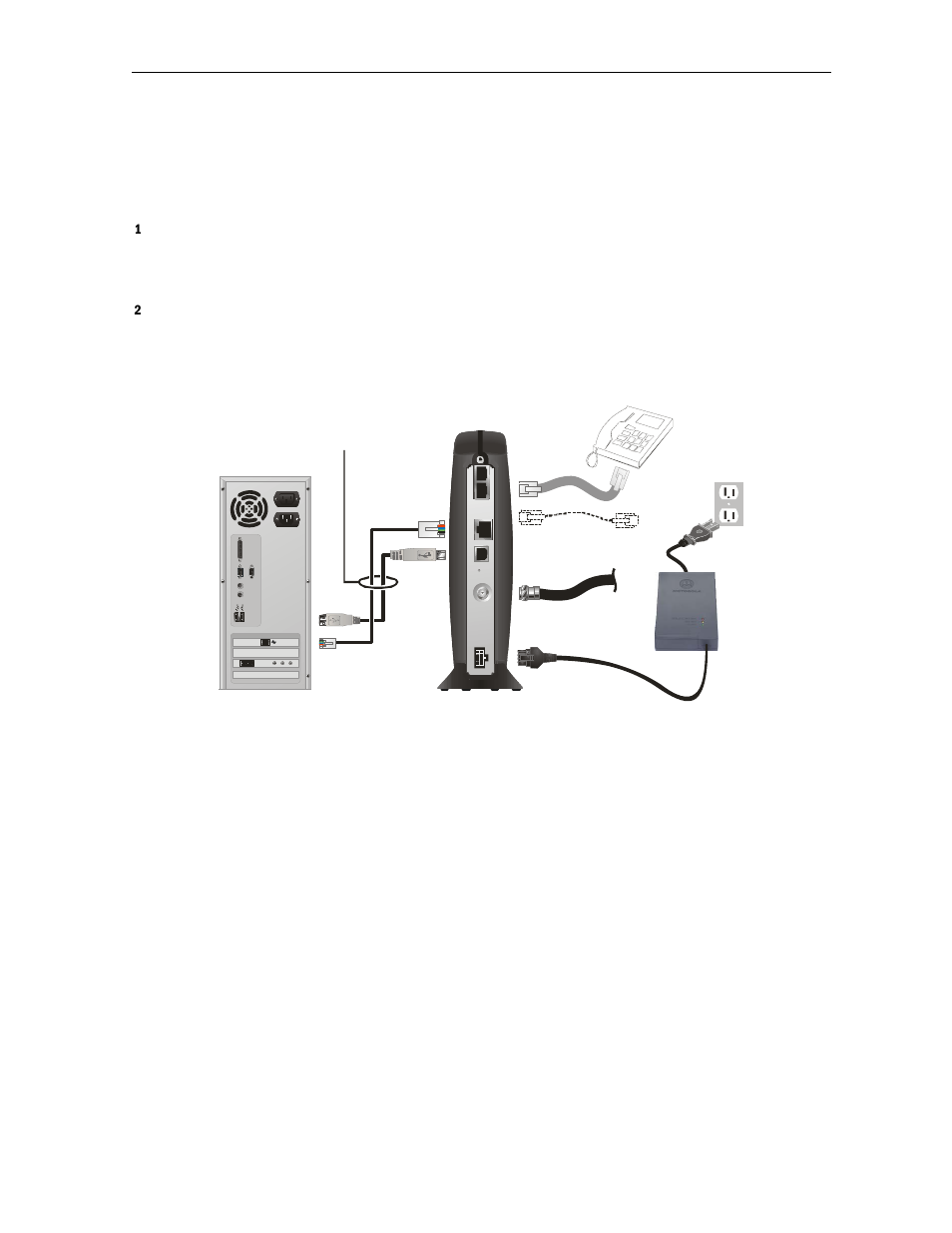 Installing the pb1000 in existing voip environment, Either / or, Typical connections | Motorola SURFBOARD PB1000 User Manual | Page 7 / 12