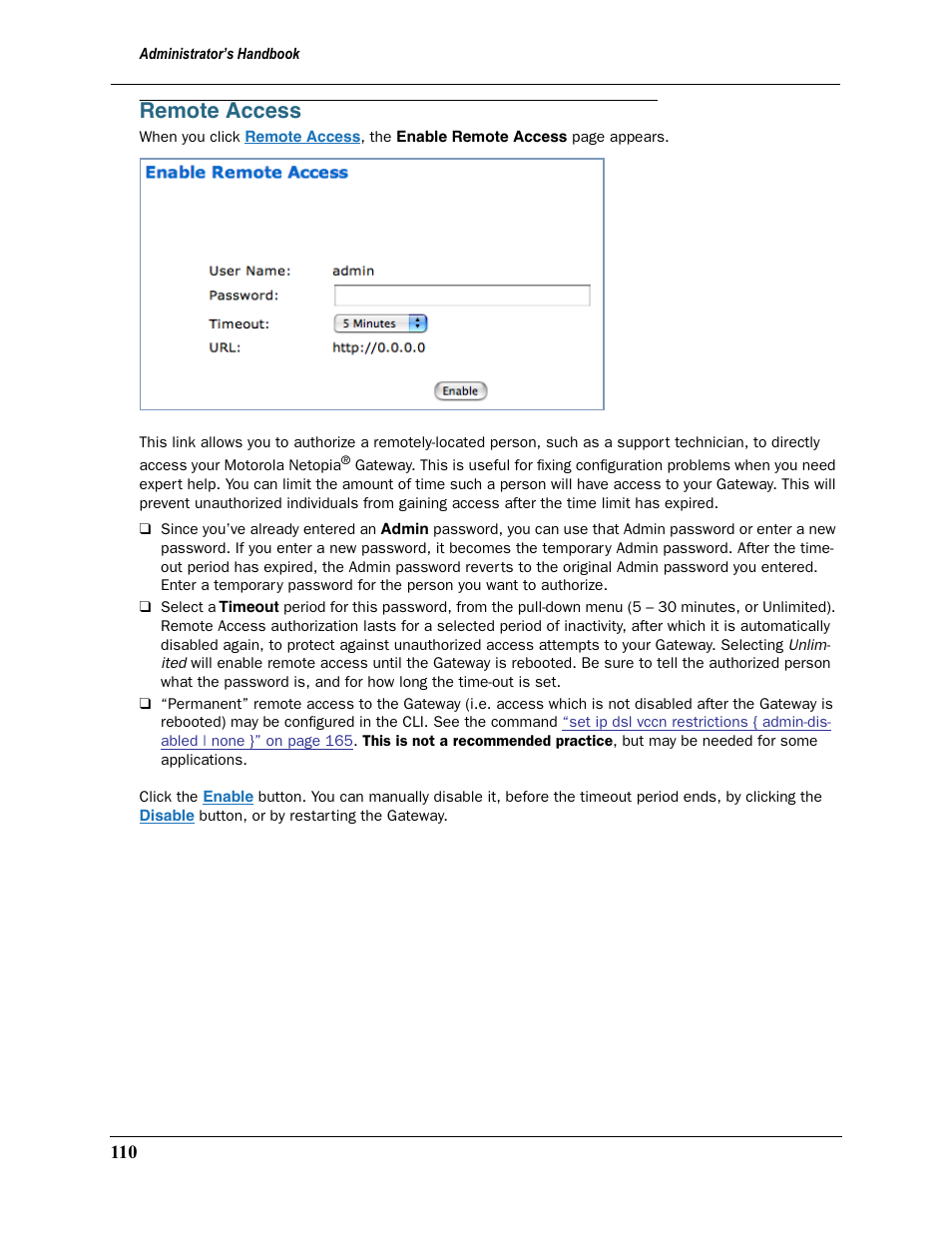 Remote access | Motorola 2200 User Manual | Page 110 / 262