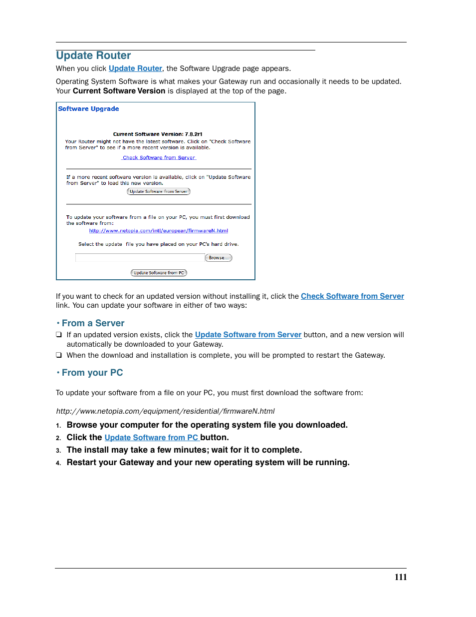 Update router, From a server, From your pc | From a server • from your pc | Motorola 2200 User Manual | Page 111 / 262