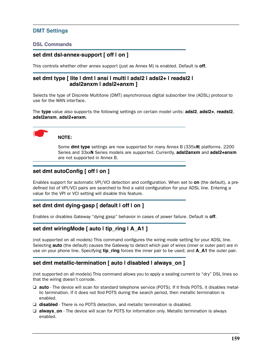 Dmt settings | Motorola 2200 User Manual | Page 159 / 262