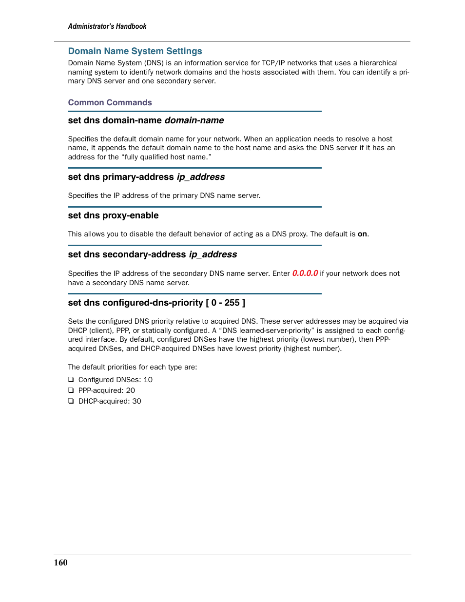 Domain name system settings | Motorola 2200 User Manual | Page 160 / 262