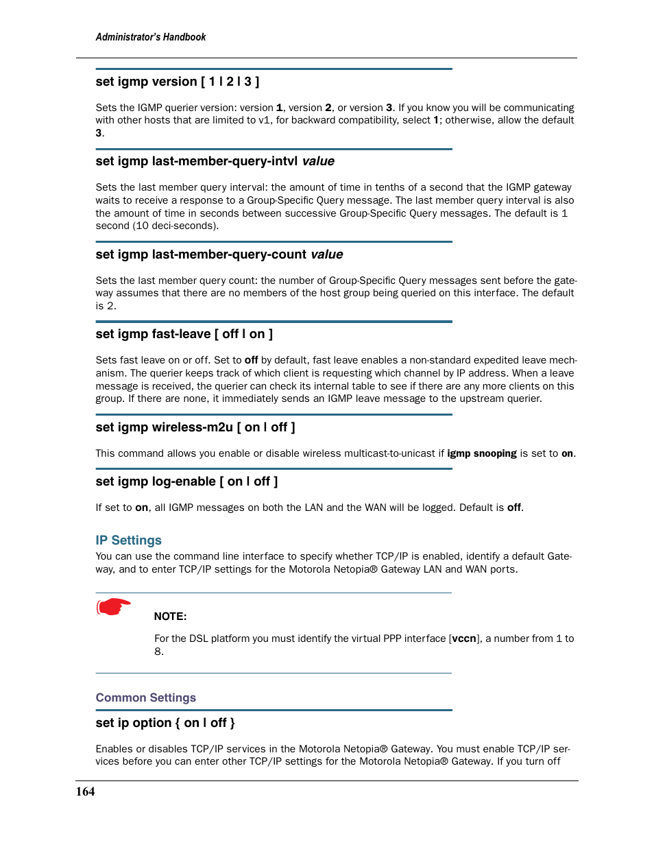 Ip settings | Motorola 2200 User Manual | Page 164 / 262