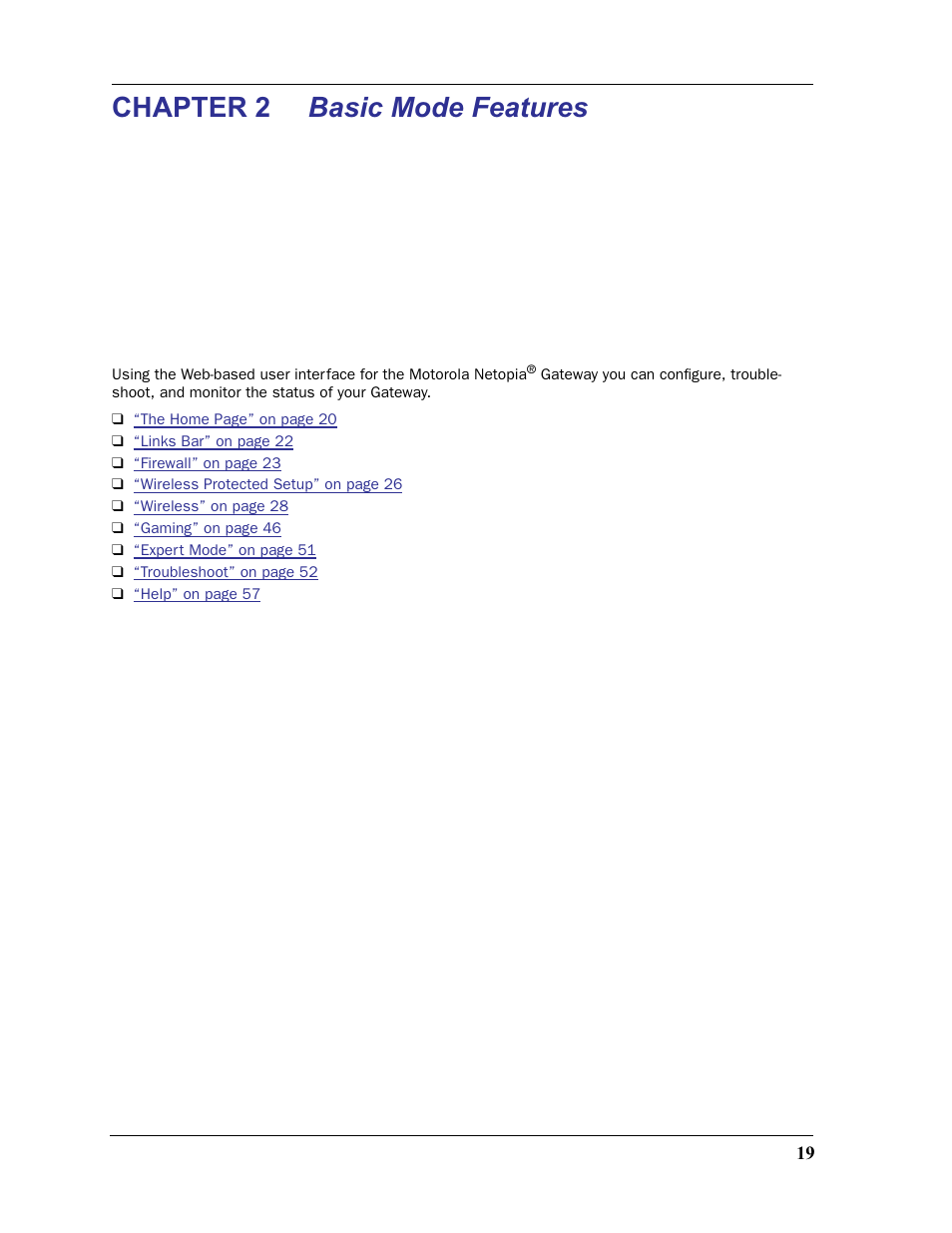 Chapter 2 basic mode features, Chapter 2 | Motorola 2200 User Manual | Page 19 / 262