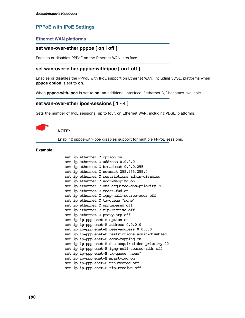 Pppoe with ipoe settings | Motorola 2200 User Manual | Page 190 / 262