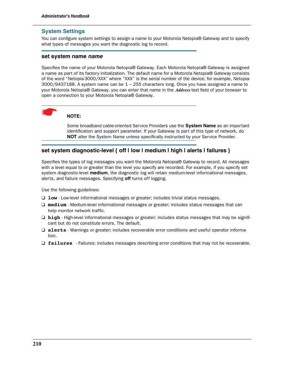 System settings | Motorola 2200 User Manual | Page 210 / 262