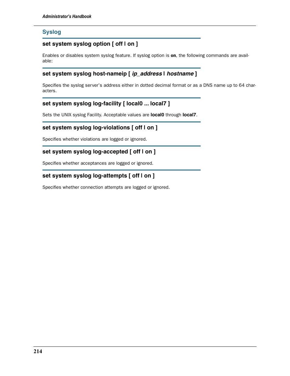 Syslog | Motorola 2200 User Manual | Page 214 / 262