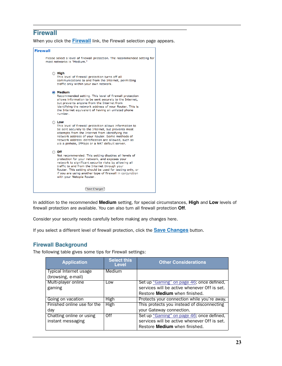 Firewall, Firewall background | Motorola 2200 User Manual | Page 23 / 262